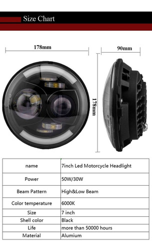 ¡ 7 Pulgadas Led Faro Faro De La Motocicleta Faro Fuera