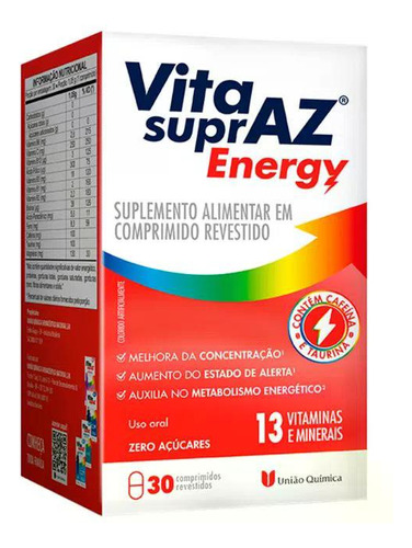 Vita Supraz Energy 30 Comprimidos Sabor Sem Sabor