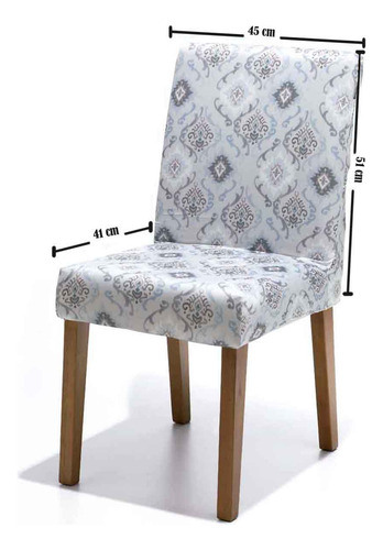 Capa De Cadeira Estampada Etnico Azul Para Mesa Jantar Malha