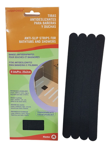 Cinta Antiresbalante Negra 25x2cm 8 Und  Marca Highpower