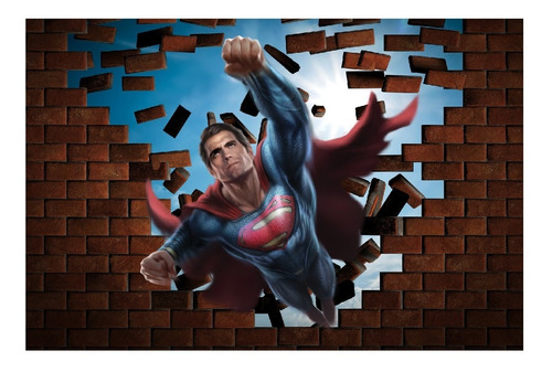 Vinilos Decorativos Efecto 3d Pared Rota Superman - 2mx150m