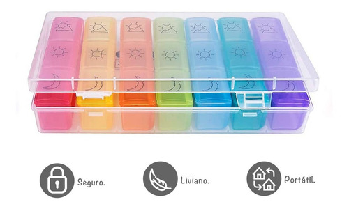 Imagen 5 de 10 de Pastillero 7 Dias Mañana Tarde Y Noche Organizador Full