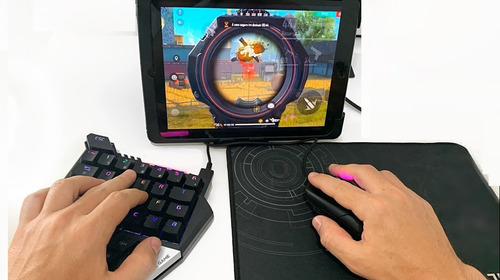 Kit De Teclado E Mouse Gamer P/jogar No Celular Emulador Top Mouse Preto Teclado Preto