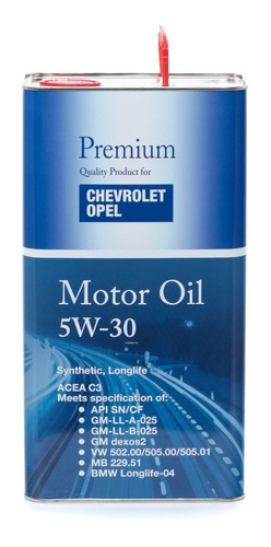 Aceite Chevrolet Opel 5w30 Sintetico Acea C3 Dpf 5 Litros 