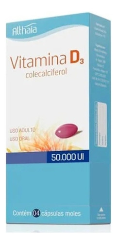 Vitamina D3 50.000 Ui Com 4 Cápsulas Sabor Sem sabor