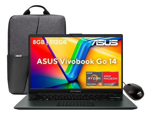 Laptop Asus Vivobook Go 14 Ryzen 5 7520u 512gb Ssd 8gb Ram Color Negro