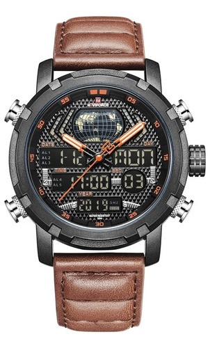 Reloj Hombre Naviforce 9160 Analógico-digital  Malla Cuero