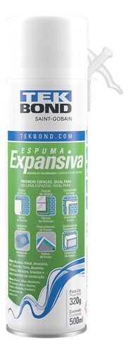 Espuma Expansiva De Poliuretano 320 Gr. 500 Ml Tek Bond