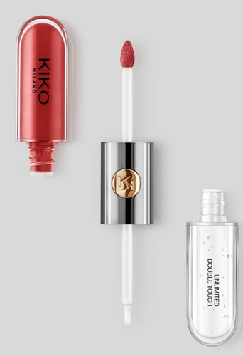Labial Líquido Doble Kiko Milano Unlimited Tono 106 Satin Ruby Red