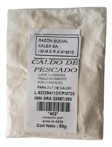 Caldo De Pescado 50g. Rinde 2 Litros.lleve 3 Pague Solo Por 