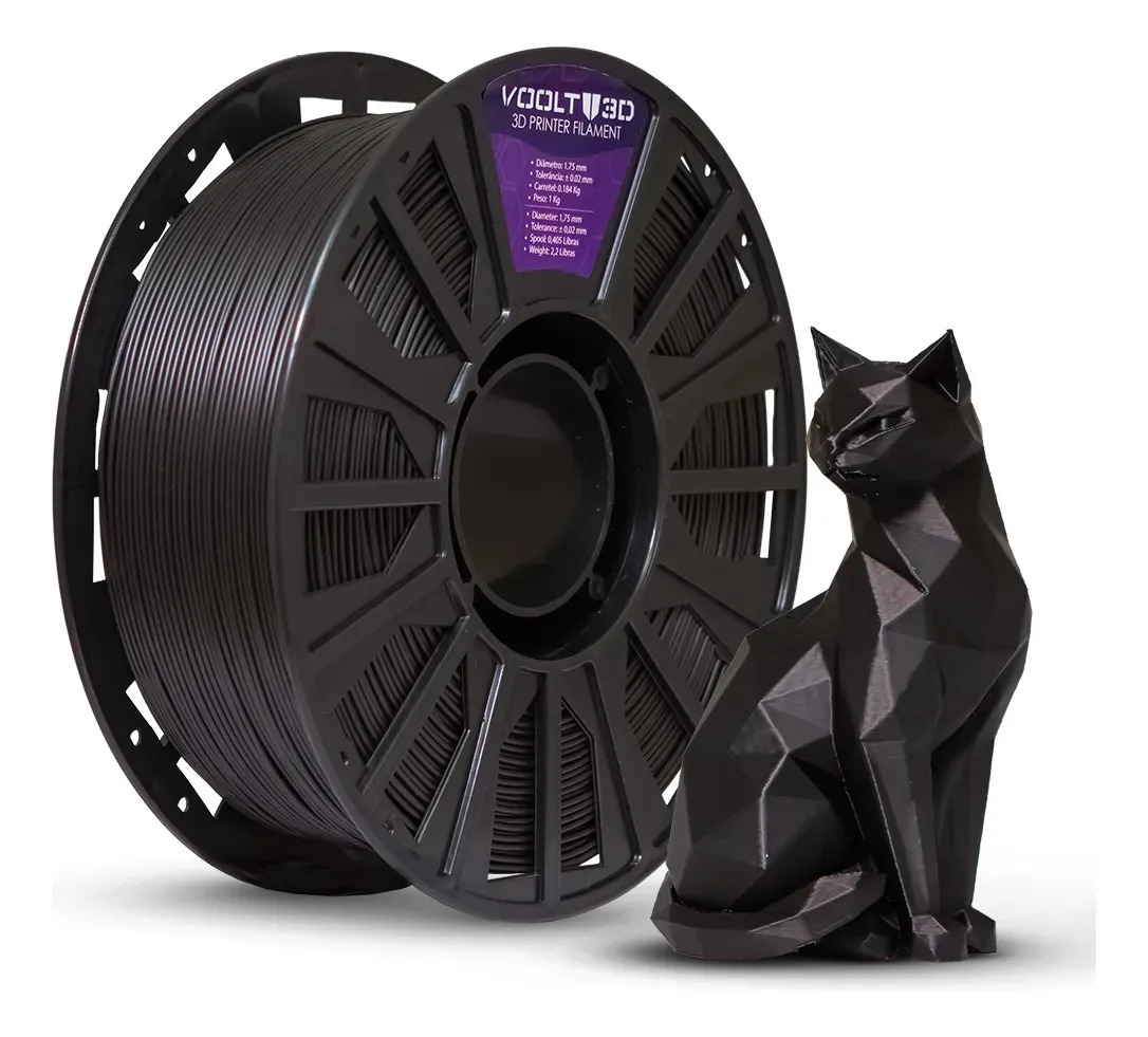 Fillamento Pla Preto 1kg Alta Velocidade High Speed Peças Impressas 3d Decorativas Fabricação Nacional Excelente Acabamento Modelos Enfeites
