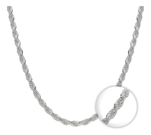 Cadena Plata Fina 925 Turbillon 60 Cm 3 Mm Unisex Regalo