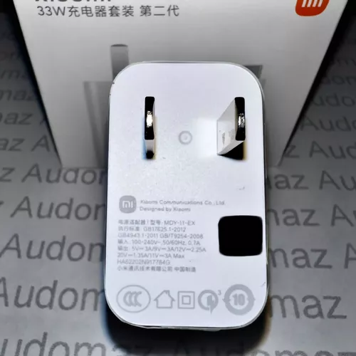 Cargador Xiaomi 33w Original Tipo C. Turbo Cargador Mdy11ex Color Blanco