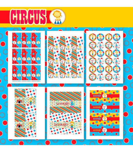 Kit Imprimible Circo Payaso Animales Candy Bolsita Y Más