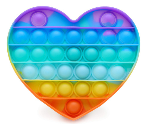 Pop It Antiestres Silicona Arcoiris Set X3 Formas Souvenir Corazón