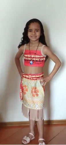 Roupa fantasia para crianças moana serve De 2 a 8 anos.