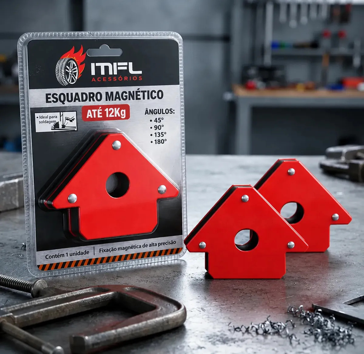 Kit 2 esquadro Magnetico Solda 12kg Soldador Serralheiro MFL