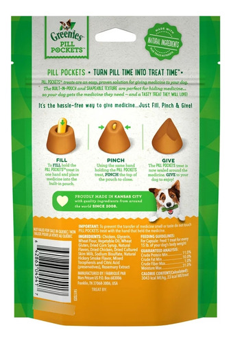 Pill Pockets Premio Para Dar Pastilla Perro Sabor Pollo 30pz