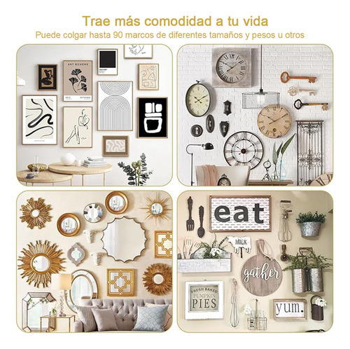 120PCS Clavos para Colgar Cuadros, 4 Tamaños de Clavos para Colgar Cuadros para Decoración de Paredes Kit de Marcos para Colgar Espejos Herramienta para Colgar Cuadros