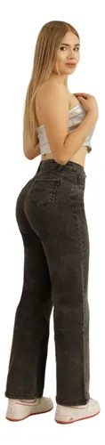 Jeans Tiro Alto Wide Leg De Mujer