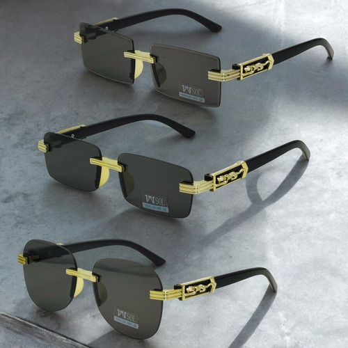 Set 3pc Lentes De Sol Estampado Leopaldo Neg Vvesol 1948248 Negro Negro Negro Negro