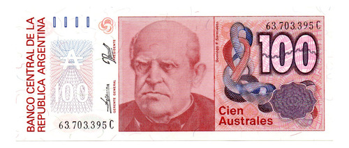 Billete 100 Australes, Bottero 2841, Año 1989 Sc