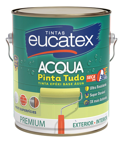 Tinta Epóxi Base Água Eucatex Galão 3,6l Para Superfícies Internas E Externas Alta Resistência E Durabilidade Acabamento Semi-brilho Ideal Para Pisos Azulejos Madeiras Metais E Alvenaria
