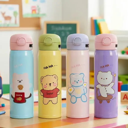 Garrafinha Térmica Infantil 450ml com Canudo