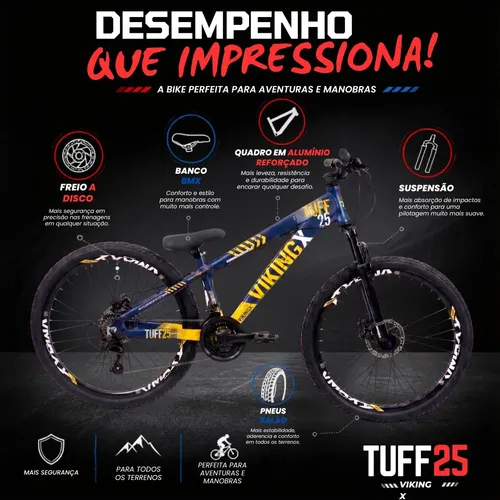Bike Viking Freeride Tuff 25 Aro 26 21 Velocidades | Parcelamento