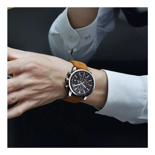 Reloj Benyar Man Chronograph Quartz Sport Cuero Impermeable