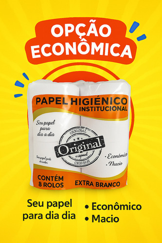 Papel Higiênico Rolão 300 Metros C/ 8 Rolos Extra Branco