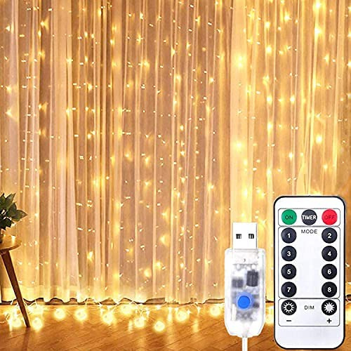 Cortina De Luces, 300 Luces Led De Cadena, Ventana Usb ...