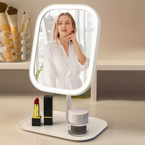 Espejo De Tocador Maquillaje Con Luz Led Rectangular