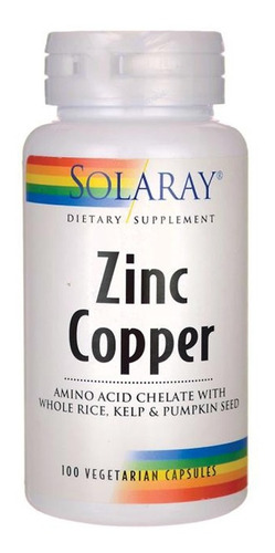 Zinc Copper Solaray 100 Vegcaps - Unidad a $10