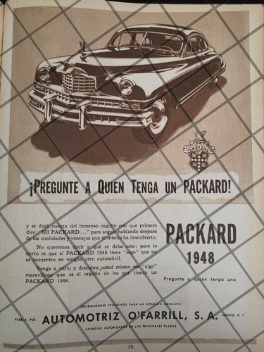 Cartel Antiguo Automotriz O`farrill S.a. Autos Packard 3