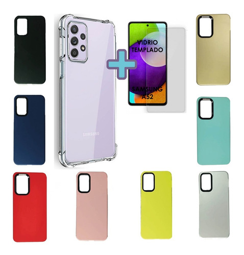 Funda Protector Samsung Galaxy A52 Carcasa Y Vidrio Templado