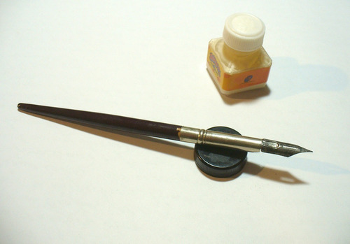 Porta Plumas Muy Antiguos Madera Y Metal Tipo Gillott, (Usado)