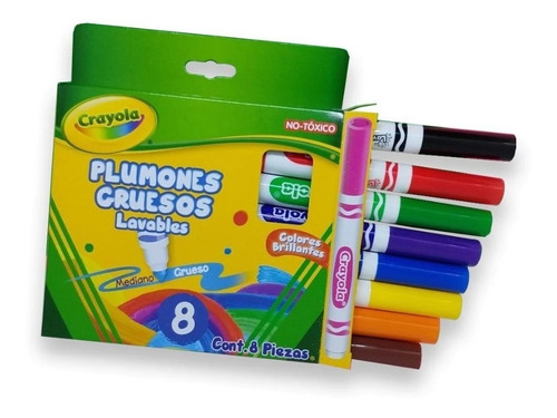 Plumones Gruesos Lavables Crayola 8 Piezas Jumbo Tips