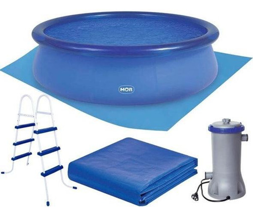 Kit Piscina Inflável Redonda 9.000 Litros Combo 110v - Mor