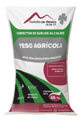 Yeso Agrícola Sulfato De Calcio 40 Kg