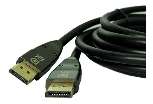 Cabo Displayport 1.4 Plugs Dourados 8k De 5 Metros - 32gbps
