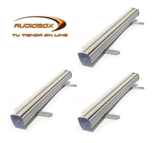 Tres Roll Up Porta Banner Display D Plástico Pvc 80cmx2 Mts
