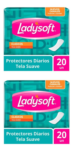 Pack X2 Protectores Diarios Tela Suave Ladysoft 20u