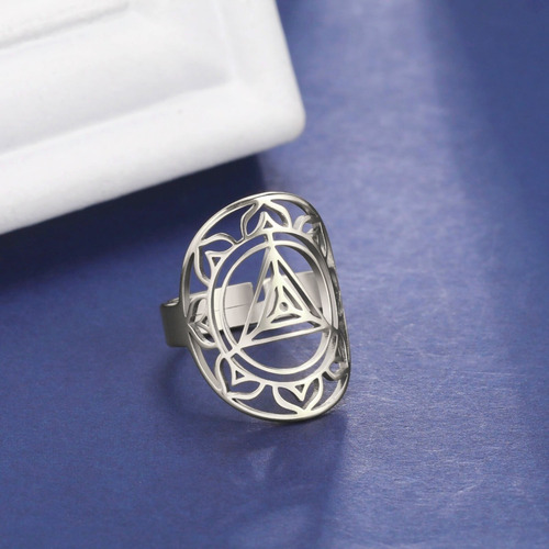 Imagen 6 de 8 de Anillo Meditacion Para Hombres Yoga Kali Yantra Ajustable