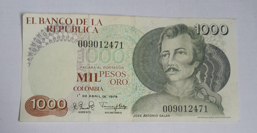 Billete De 1000 Pesos Galan, Año 1979, Estado 8, No 2474