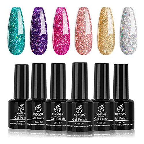Esmalte De Uñas Secado Uv Edicion Boujee Glitter 6 Colores