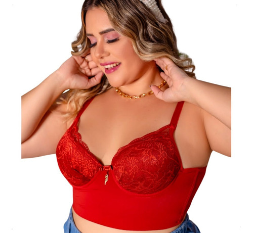 Sutia Plus Size Renda Alça Reforçada Lingerie Luxo Cor Lisa 