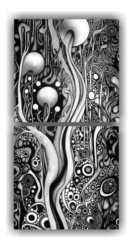 120x60cm Cuadro Decorativo Abstracto Tinta India, Juego 2 Co