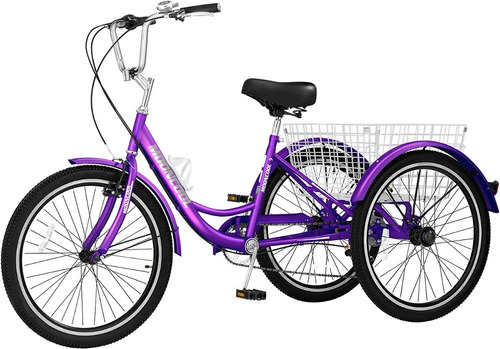 Bicicleta Docred Tricycle 24 7 Speed Three Wheel Bike Purple