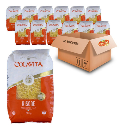 Kit Com 12un Macarrão Risone Colavita Grano Duro 500g